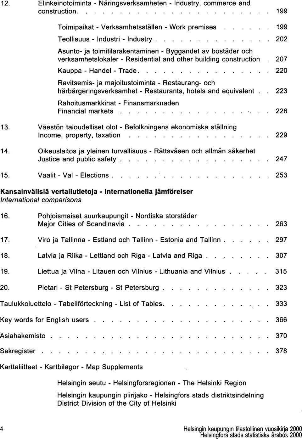 ............. 220 Ravitsemis- ja majoitustoiminta - Restaurang- och härbärgeringsverksamhet - Restaurants, hotels and equivalent 223 Rahoitusmarkkinat - Finansmarknaden Financial markets.............. 226 13.