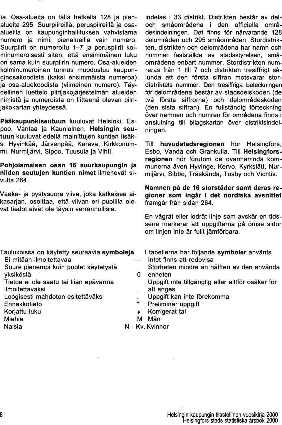 Osa-alueiden kolminumeroinen tunnus muodostuu kaupunginosakoodista (kaksi ensimmäistä numeroa) ja osa-aluekoodista (viimeinen numero).