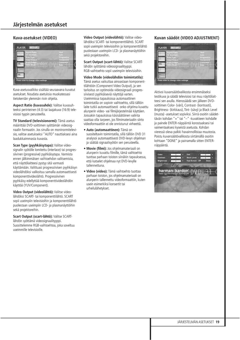 TV Standard (televisionormi): Tämä asetus määrittää DVD-soittimen syöttämän videosignaalin formaatin.