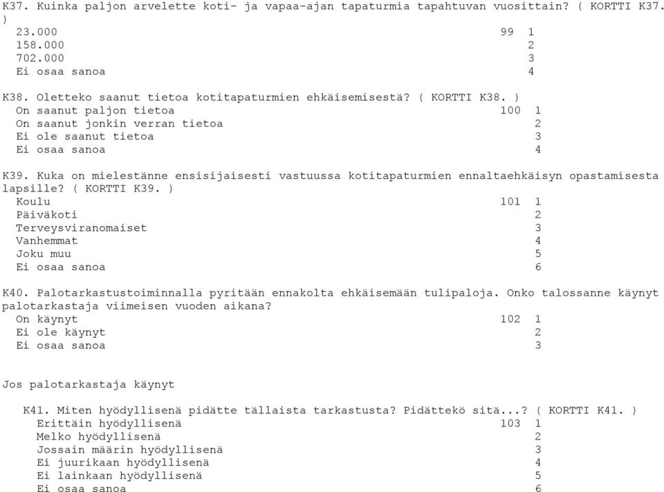 Kuka on mielestänne ensisijaisesti vastuussa kotitapaturmien ennaltaehkäisyn opastamisesta lapsille? ( KORTTI K39.