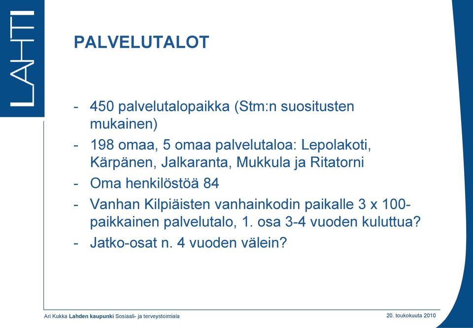 Oma henkilöstöä 84 - Vanhan Kilpiäisten vanhainkodin paikalle 3 x 100-