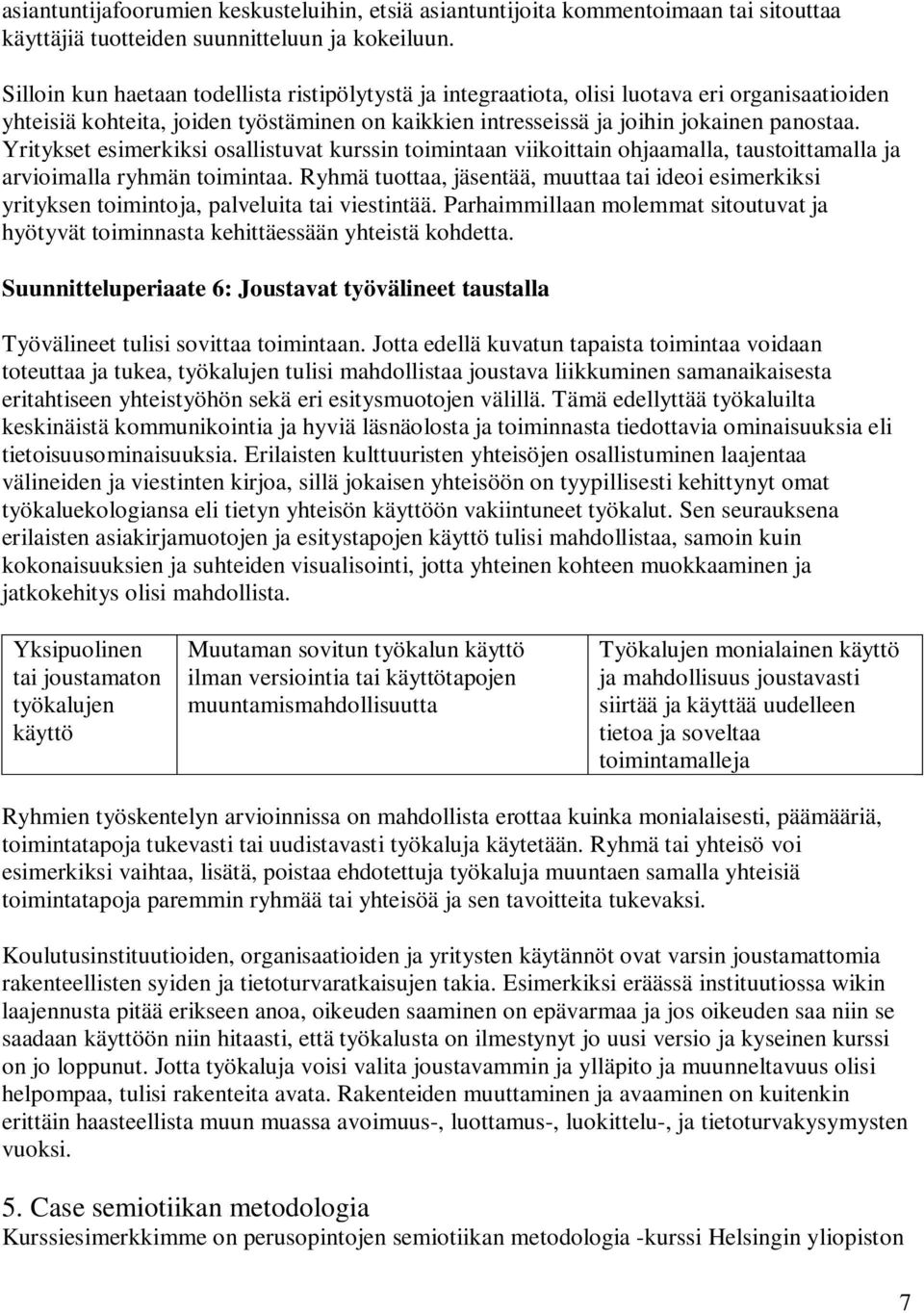 Yritykset esimerkiksi osallistuvat kurssin toimintaan viikoittain ohjaamalla, taustoittamalla ja arvioimalla ryhmän toimintaa.