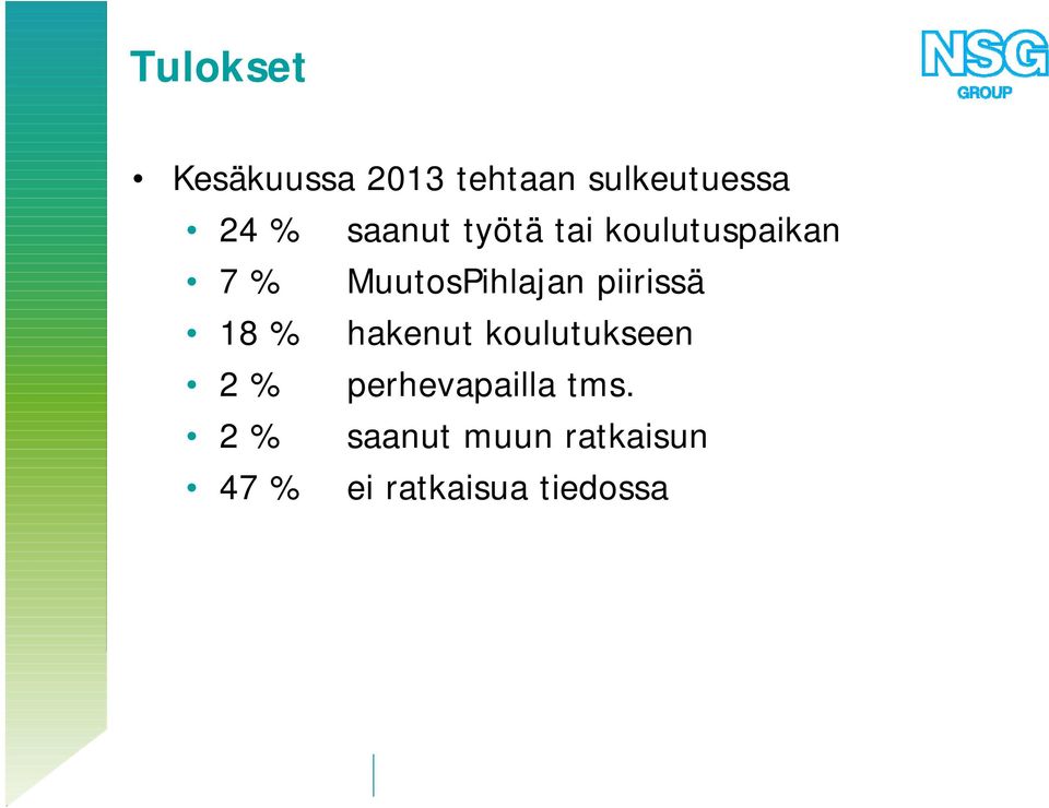 piirissä 18 % hakenut koulutukseen 2 % perhevapailla