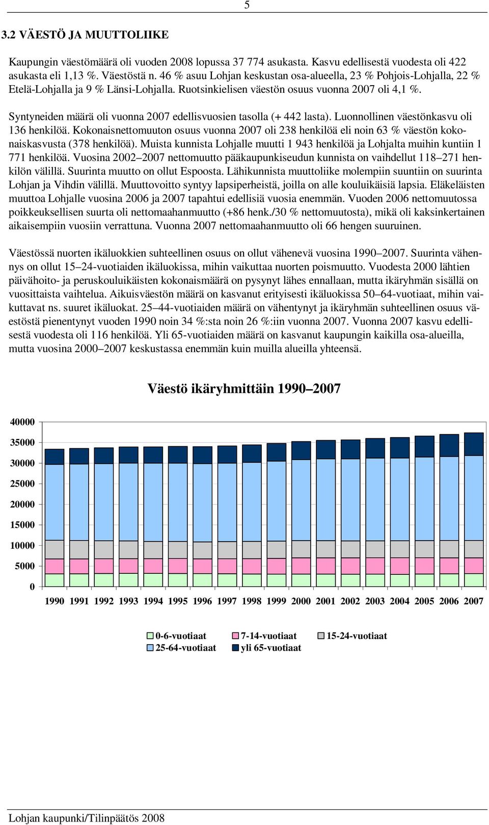 Syntyneiden määrä oli vuonna 2007 edellisvuosien tasolla (+ 442 lasta). Luonnollinen väestönkasvu oli 136 henkilöä.