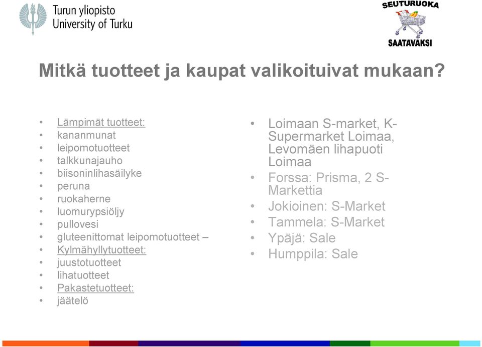 luomurypsiöljy pullovesi gluteenittomat leipomotuotteet Kylmähyllytuotteet: juustotuotteet lihatuotteet