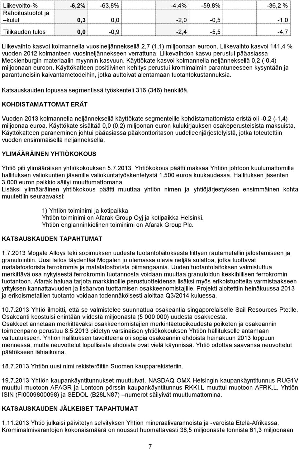 Käyttökate kasvoi kolmannella neljänneksellä 0,2 (-0,4) miljoonaan euroon.