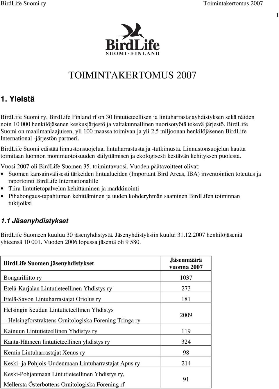 järjestö. BirdLife Suomi on maailmanlaajuisen, yli 100 maassa toimivan ja yli 2,5 miljoonan henkilöjäsenen BirdLife International -järjestön partneri.