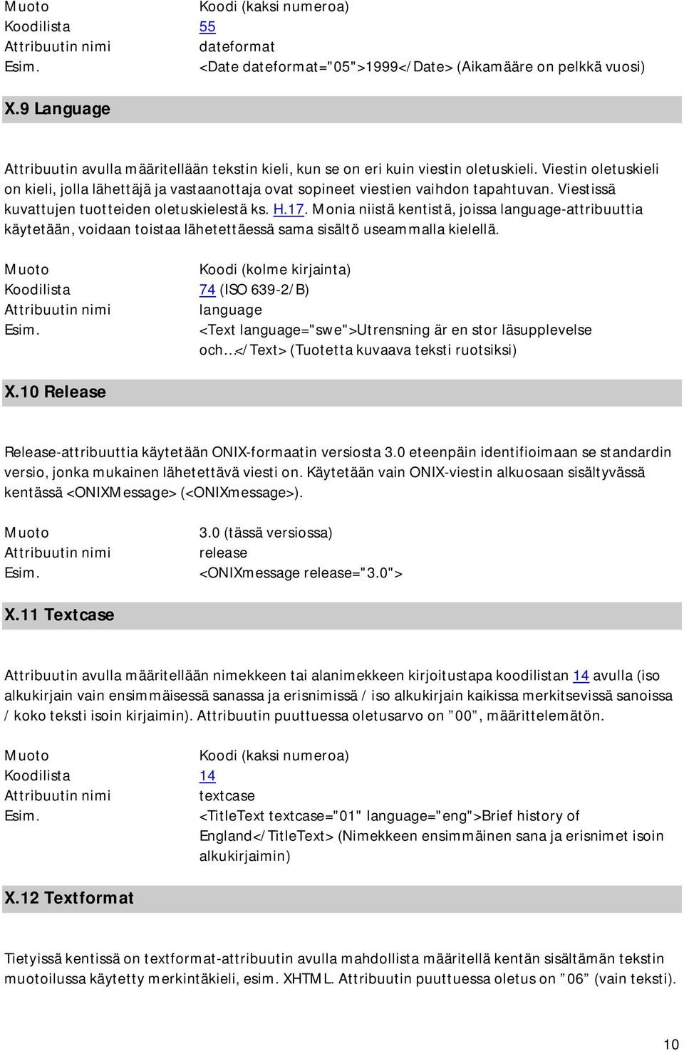 Viestin oletuskieli on kieli, jolla lähettäjä ja vastaanottaja ovat sopineet viestien vaihdon tapahtuvan. Viestissä kuvattujen tuotteiden oletuskielestä ks. H.17.