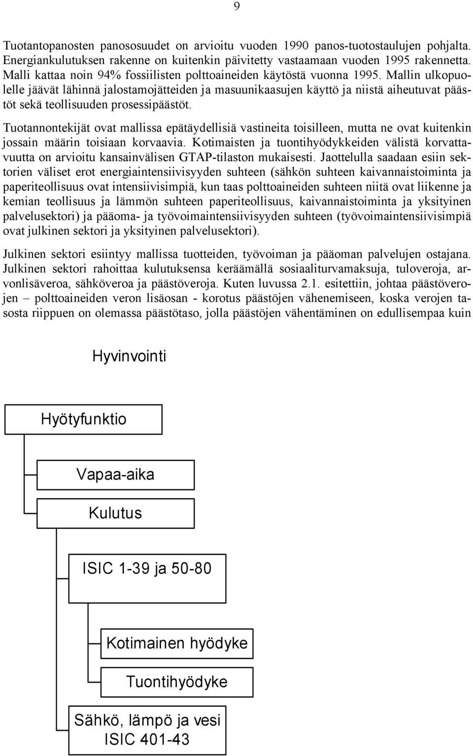 Mallin ulkopuolelle jäävät lähinnä jalostamojätteiden ja masuunikaasujen käyttö ja niistä aiheutuvat päästöt sekä teollisuuden prosessipäästöt.