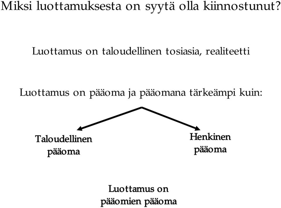 Luottamus on pääoma ja pääomana tärkeämpi kuin: