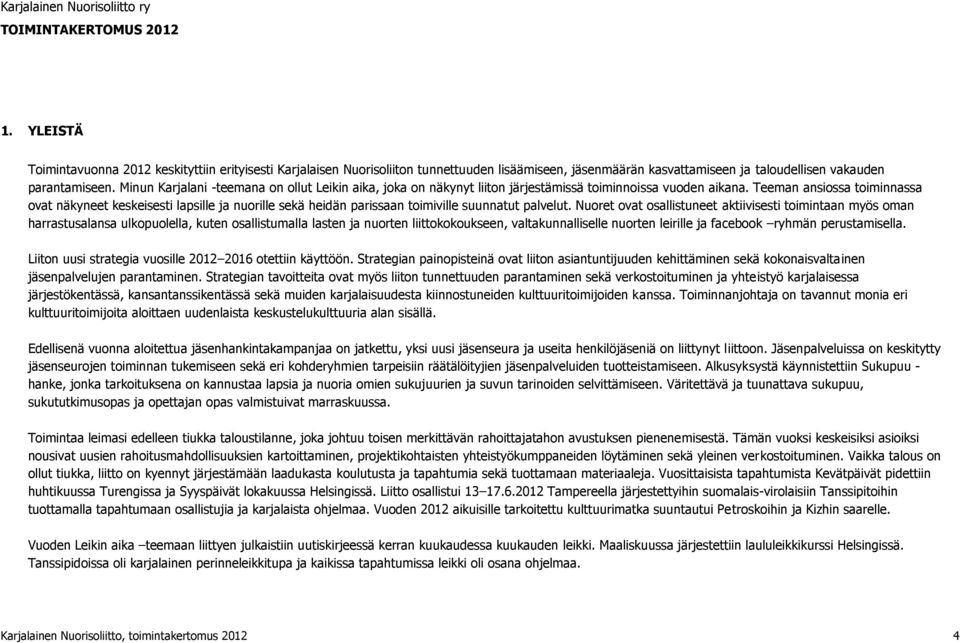 Minun Karjalani -teemana on ollut Leikin aika, joka on näkynyt liiton järjestämissä toiminnoissa vuoden aikana.