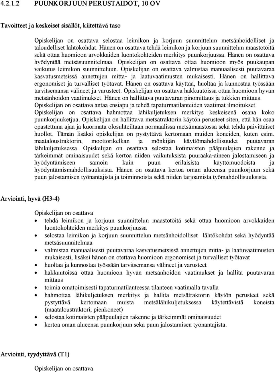 ottaa huomioon myös puukaupan vaikutus leimikon suunnitteluun. valmistaa manuaalisesti puutavaraa kasvatusmetsissä annettujen mitta ja laatuvaatimusten mukaisesti.