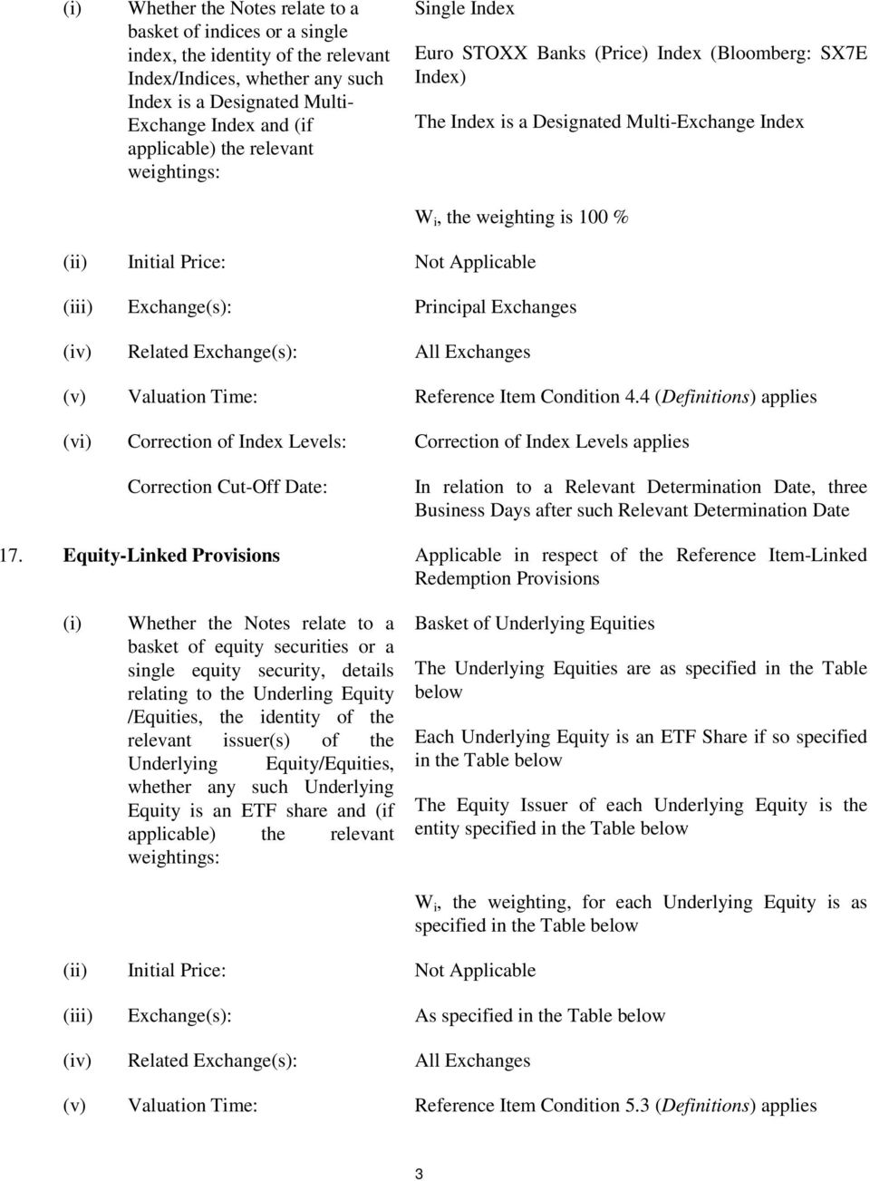 (iii) Exchange(s): Principal Exchanges (iv) Related Exchange(s): All Exchanges (v) Valuation Time: Reference Item Condition 4.