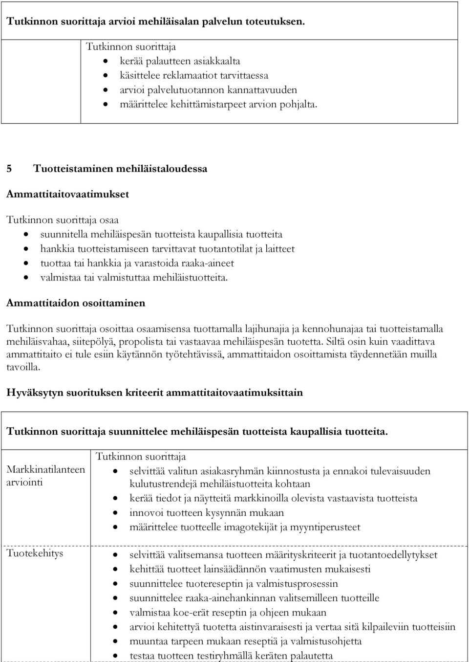 hankkia ja varastoida raaka-aineet valmistaa tai valmistuttaa mehiläistuotteita.