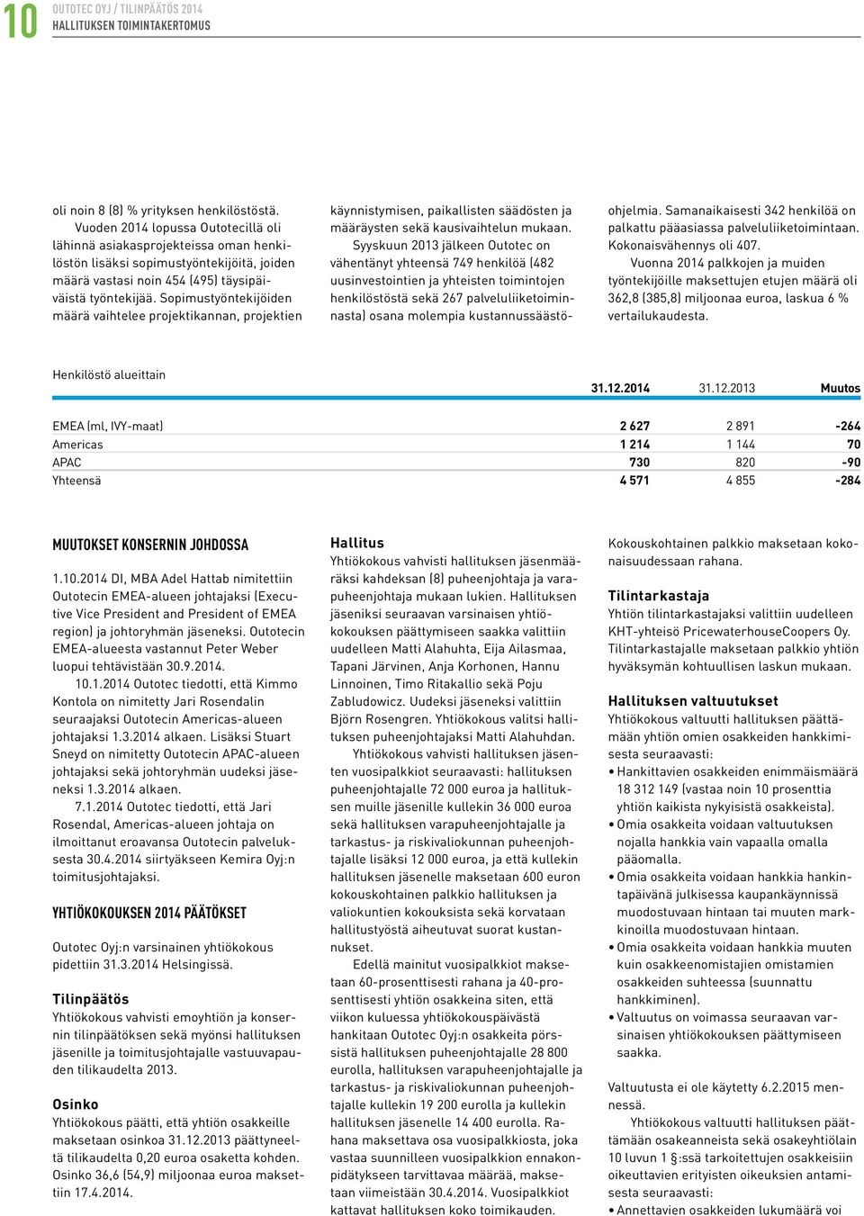 Sopimustyöntekijöiden määrä vaihtelee projektikannan, projektien käynnistymisen, paikallisten säädösten ja määräysten sekä kausivaihtelun mukaan.