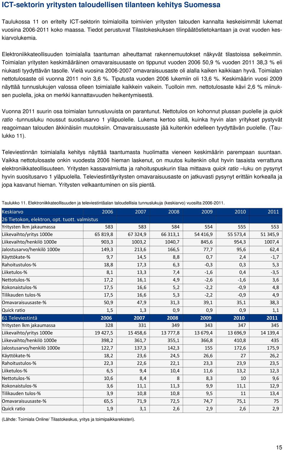 Elektroniikkateollisuuden toimialalla taantuman aiheuttamat rakennemuutokset näkyvät tilastoissa selkeimmin.