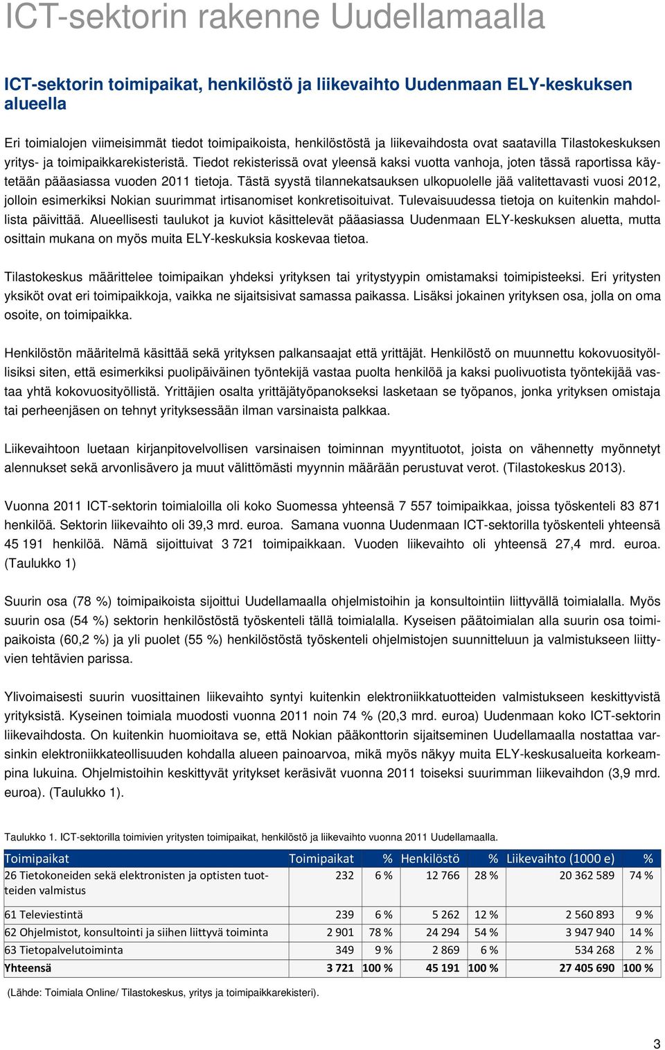 Tiedot rekisterissä ovat yleensä kaksi vuotta vanhoja, joten tässä raportissa käytetään pääasiassa vuoden 2011 tietoja.