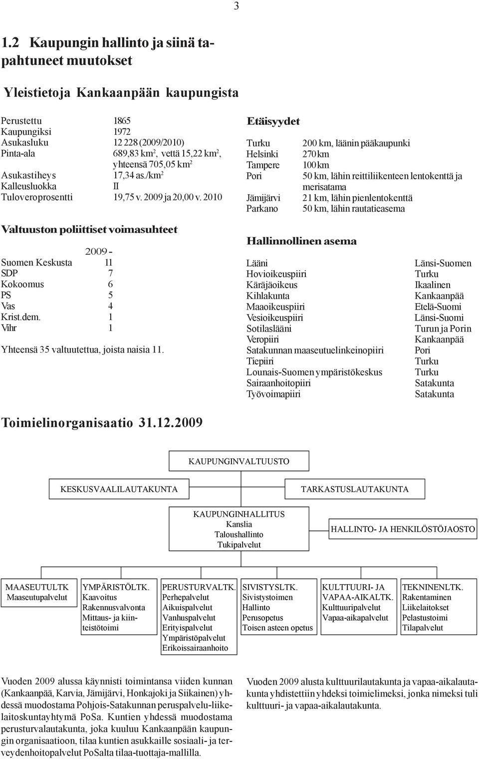 2010 Etäisyydet Turku 200 km, läänin pääkaupunki Helsinki 270 km Tampere 100 km Pori 50 km, lähin reittiliikenteen lentokenttä ja merisatama Jämijärvi 21 km, lähin pienlentokenttä Parkano 50 km,