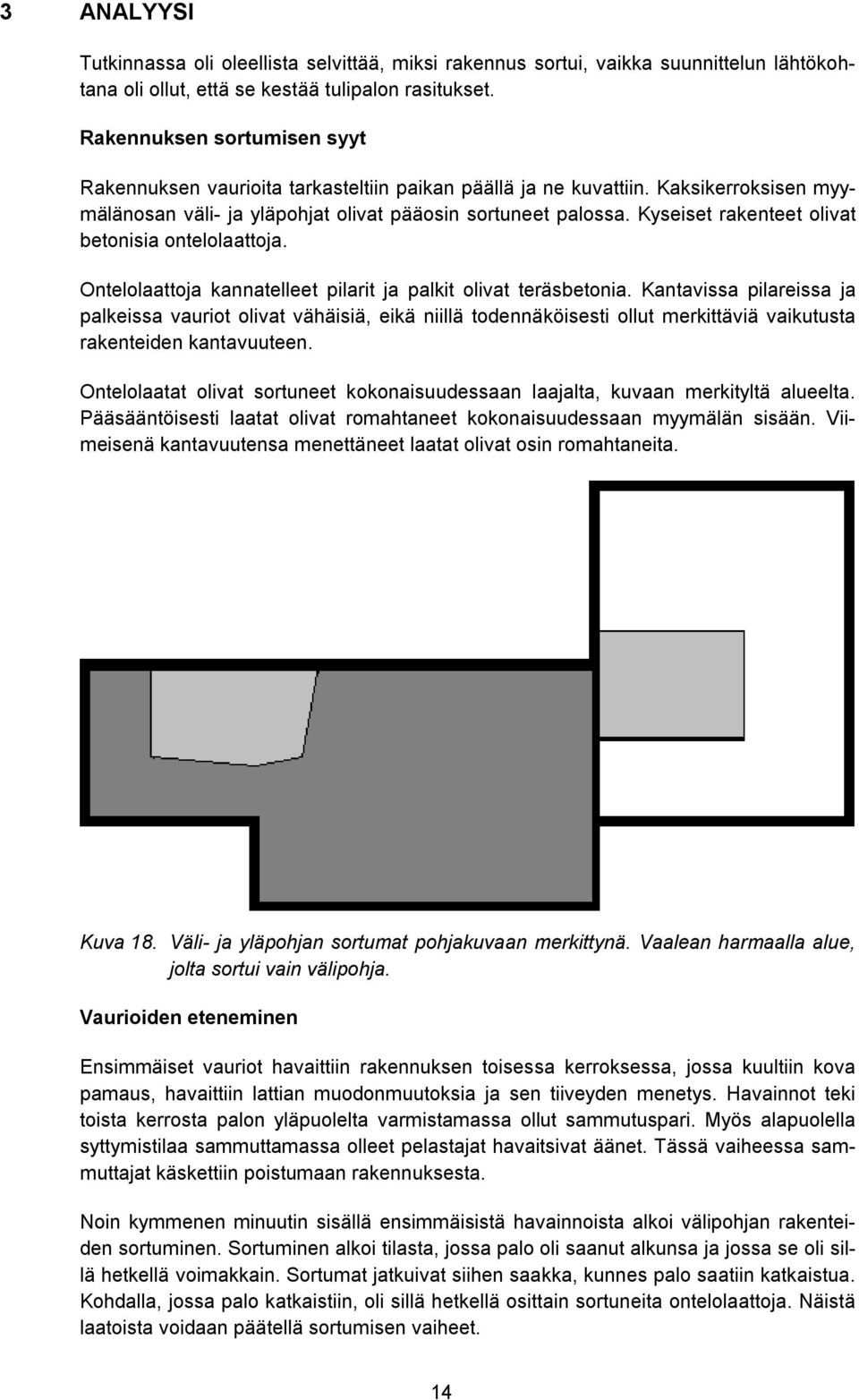 Kyseiset rakenteet olivat betonisia ontelolaattoja. Ontelolaattoja kannatelleet pilarit ja palkit olivat teräsbetonia.