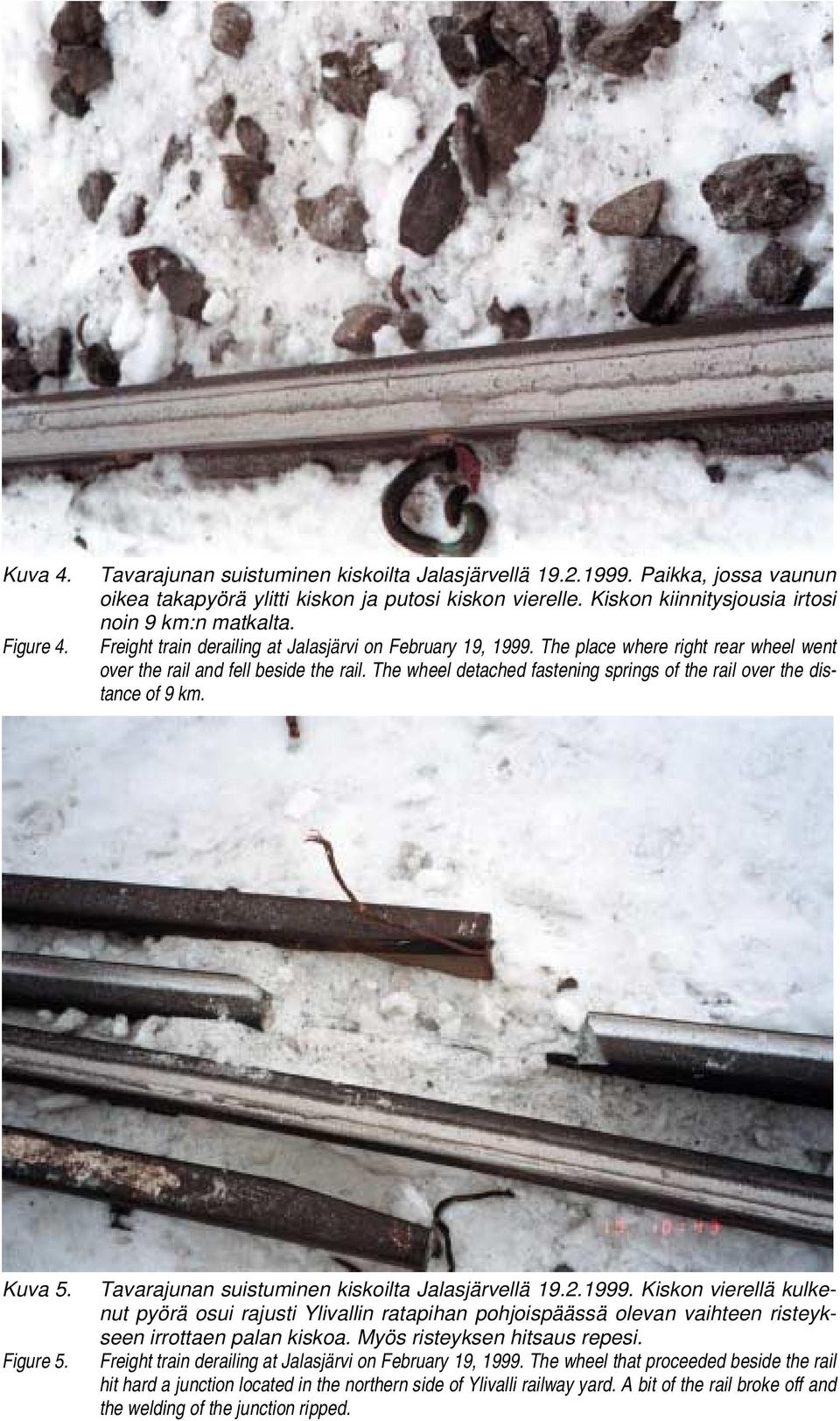 The wheel detached fastening springs of the rail over the distance of 9 km. Kuva 5. Figure 5.