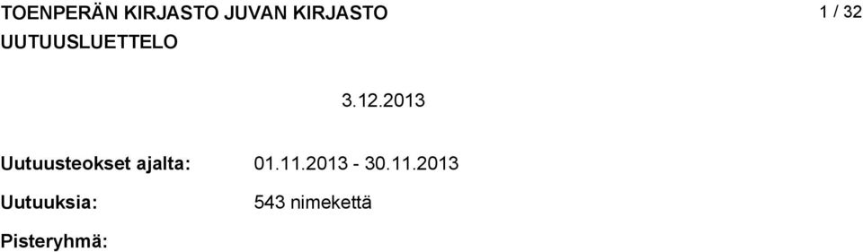 3.2.203 Uutuusteokset ajalta: