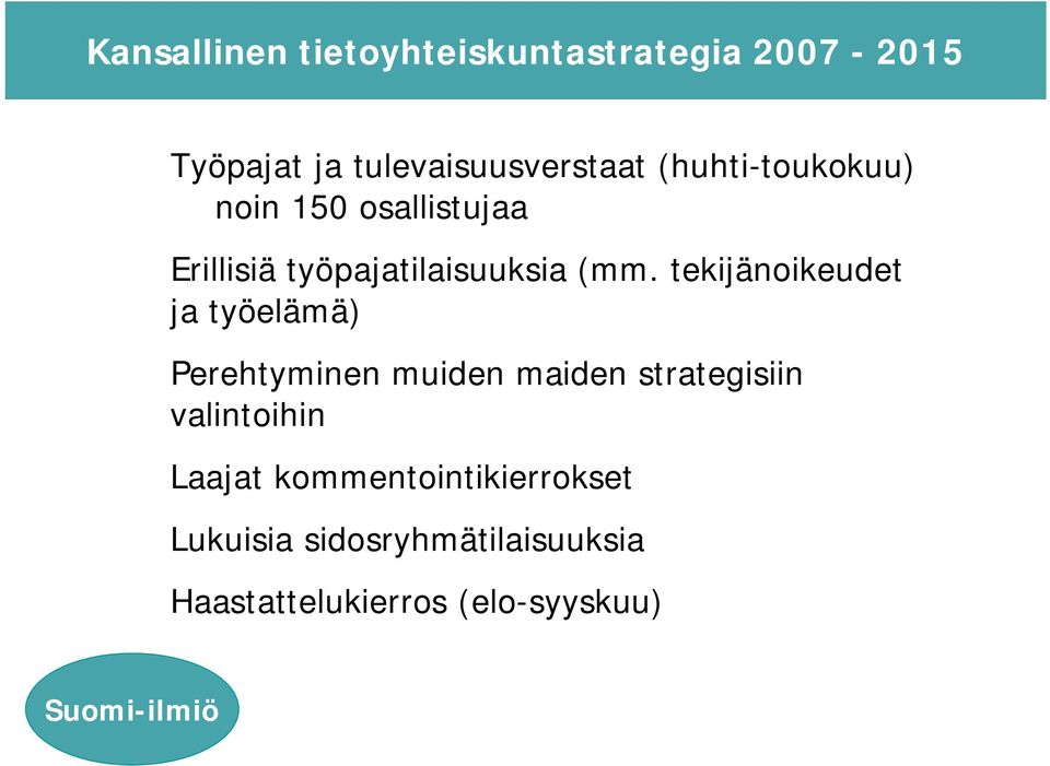 tekijänoikeudet ja työelämä) Perehtyminen muiden maiden strategisiin