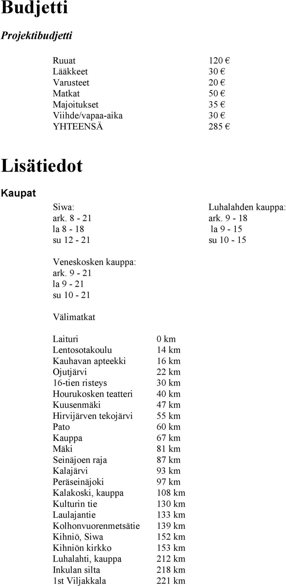 9-21 la 9-21 su 10-21 Välimatkat Laituri Lentosotakoulu Kauhavan apteekki Ojutjärvi 16-tien risteys Hourukosken teatteri Kuusenmäki Hirvijärven tekojärvi Pato Kauppa Mäki Seinäjoen