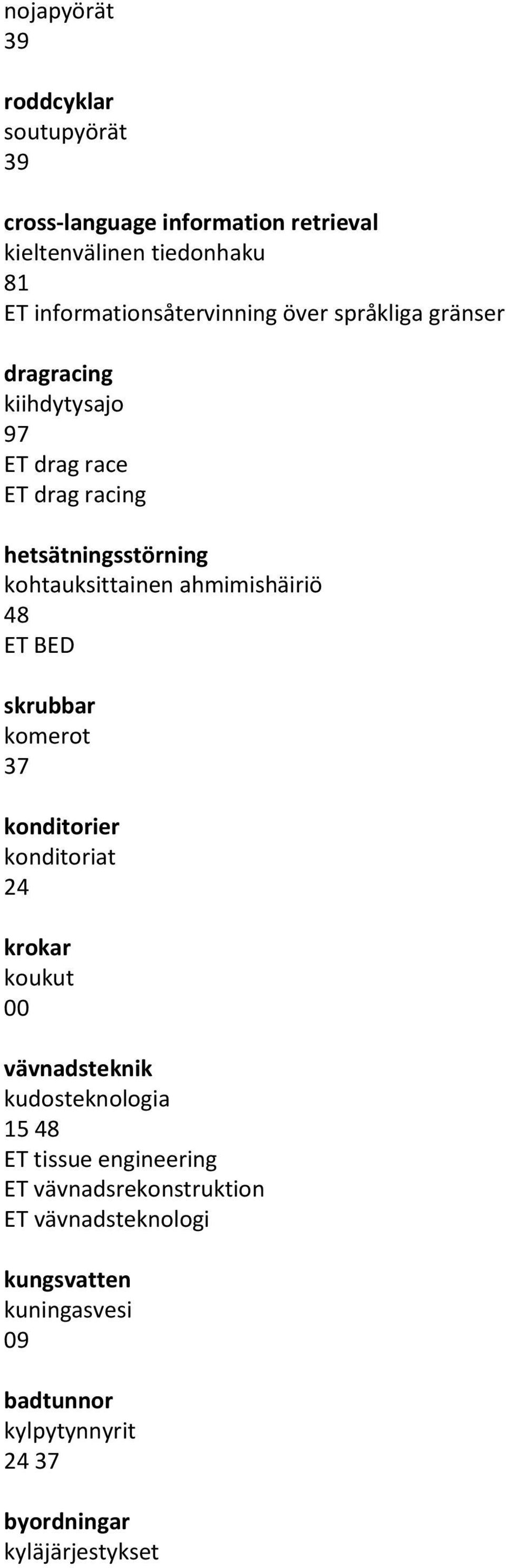 kohtauksittainen ahmimishäiriö ET BED skrubbar komerot 37 konditorier konditoriat krokar koukut 00 vävnadsteknik kudosteknologia