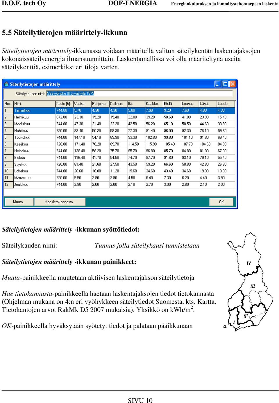 Säteilytietojen määrittely -ikkunan syöttötiedot: Säteilykauden nimi: Tunnus jolla säteilykausi tunnistetaan Säteilytietojen määrittely -ikkunan painikkeet: Muuta-painikkeella muutetaan aktiivisen