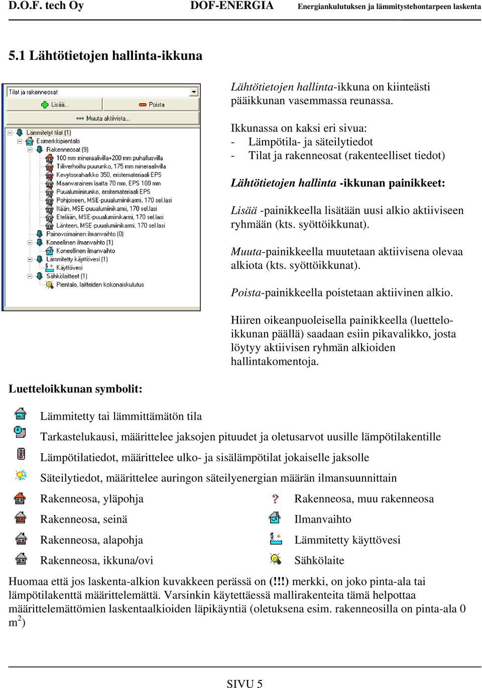 aktiiviseen ryhmään (kts. syöttöikkunat). Muuta-painikkeella muutetaan aktiivisena olevaa alkiota (kts. syöttöikkunat). Poista-painikkeella poistetaan aktiivinen alkio.