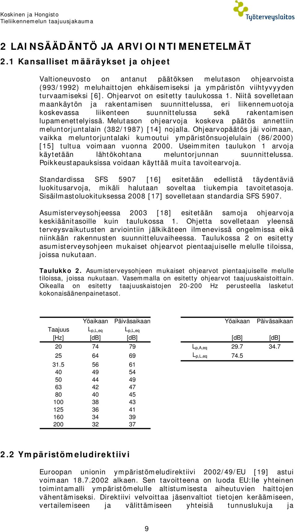 Ohjearvot on esitetty taulukossa 1. Niitä sovelletaan maankäytön ja rakentamisen suunnittelussa, eri liikennemuotoja koskevassa liikenteen suunnittelussa sekä rakentamisen lupamenettelyissä.