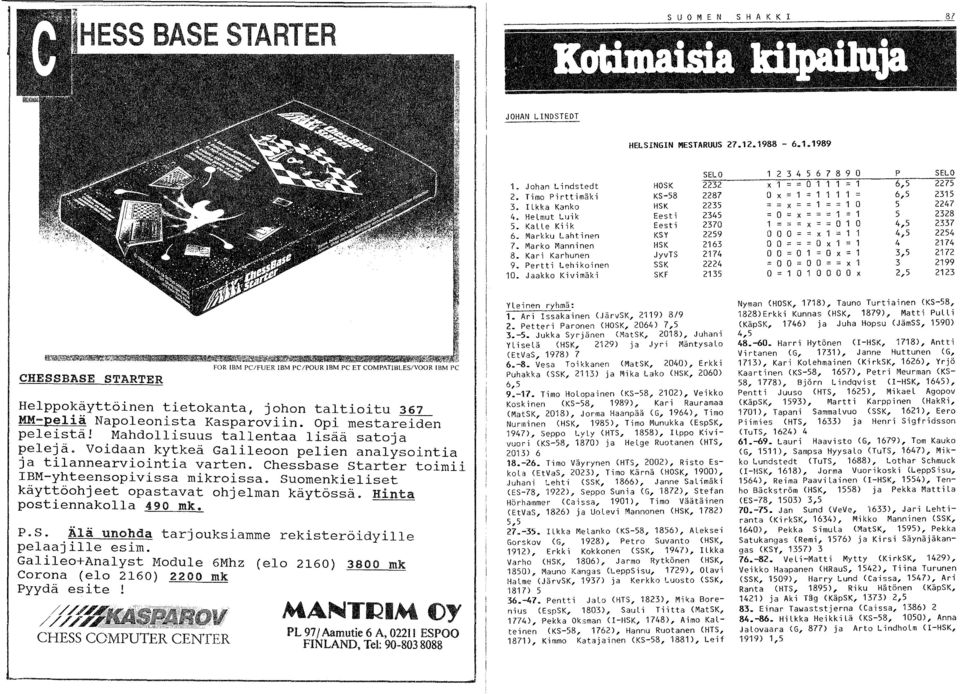 Jaakko Kivimäki SKF SELO 2232 2287 2235 2345 2370 2259 2163 2174 2224 2135 2 3 4 5 6 7 8 9 0 P SELO x 1 --0111-1 6,5 2275 0 x = 1 1 1 6,5 2315 x 1 0 5 2247 0 x = 1 1 5 2328 1 = x 010 4,5 2337 000 x 1