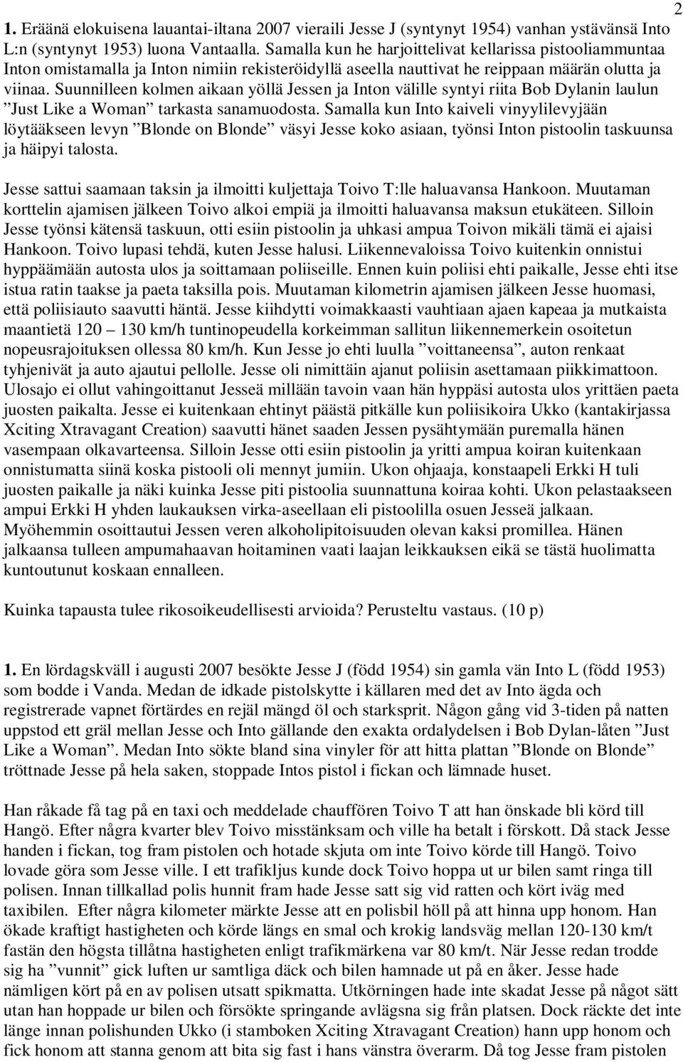 Suunnilleen kolmen aikaan yöllä Jessen ja Inton välille syntyi riita Bob Dylanin laulun Just Like a Woman tarkasta sanamuodosta.