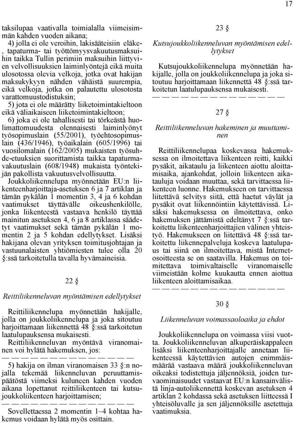 varattomuustodistuksin; 5) jota ei ole määrätty liiketoimintakieltoon eikä väliaikaiseen liiketoimintakieltoon; 6) joka ei ole tahallisesti tai törkeästä huolimattomuudesta olennaisesti laiminlyönyt