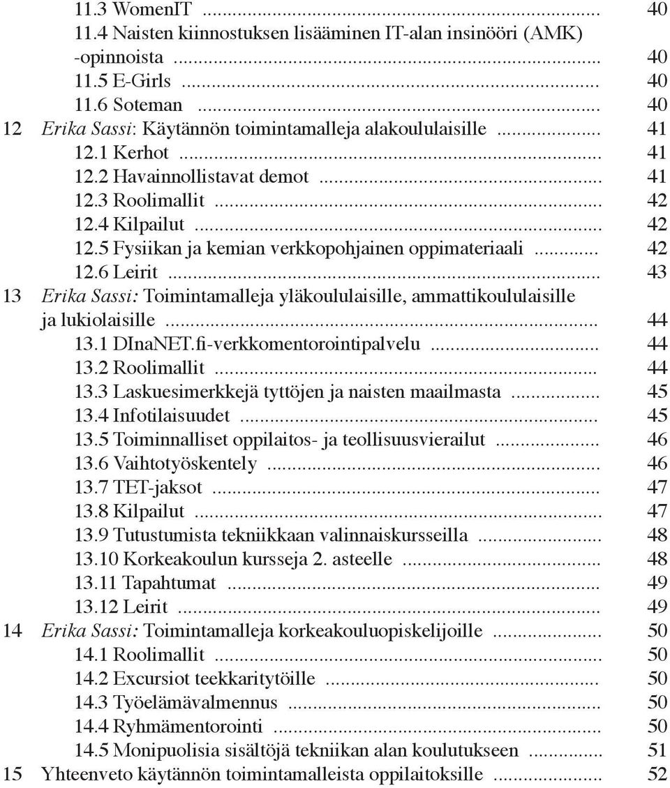 .. 43 13 Erika Sassi: Toimintamaeja yäkouuaisie, ammattikouuaisie ja ukioaisie... 44 13.1 DInaNET.fi-verkkomentorointipaveu... 44 13.2 Rooimait... 44 13.3 Laskuesimerkkejä tyttöjen ja naisten maaimasta.