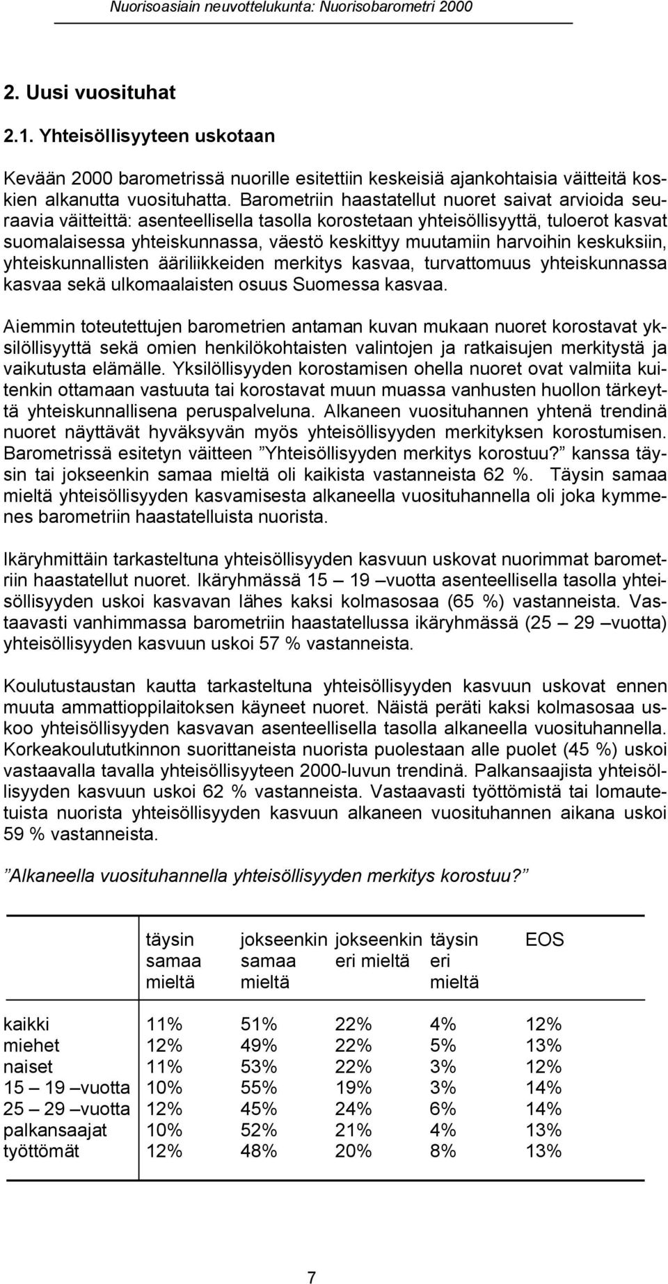 harvoihin keskuksiin, yhteiskunnallisten ääriliikkeiden merkitys kasvaa, turvattomuus yhteiskunnassa kasvaa sekä ulkomaalaisten osuus Suomessa kasvaa.