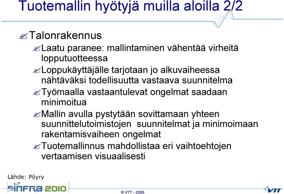 ongelmat saadaan minimoitua Mallin avulla pystytään sovittamaan yhteen suunnittelutoimistojen suunnitelmat ja