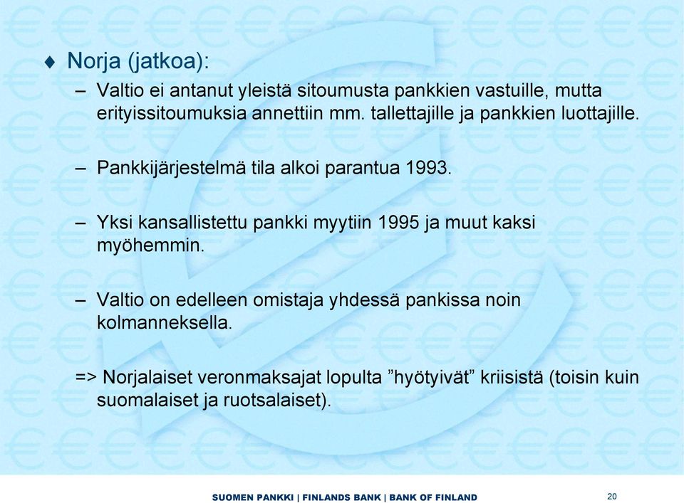 Yksi kansallistettu pankki myytiin 1995 ja muut kaksi myöhemmin.