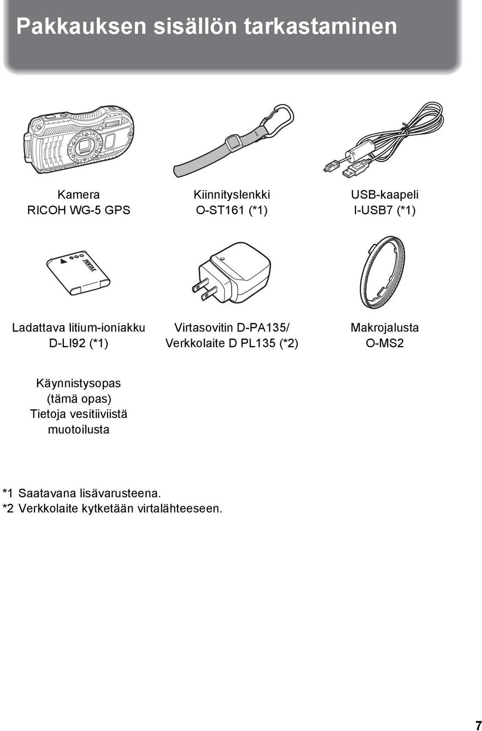 Verkkolaite D PL135 (*2) Makrojalusta O-MS2 Käynnistysopas (tämä opas) Tietoja