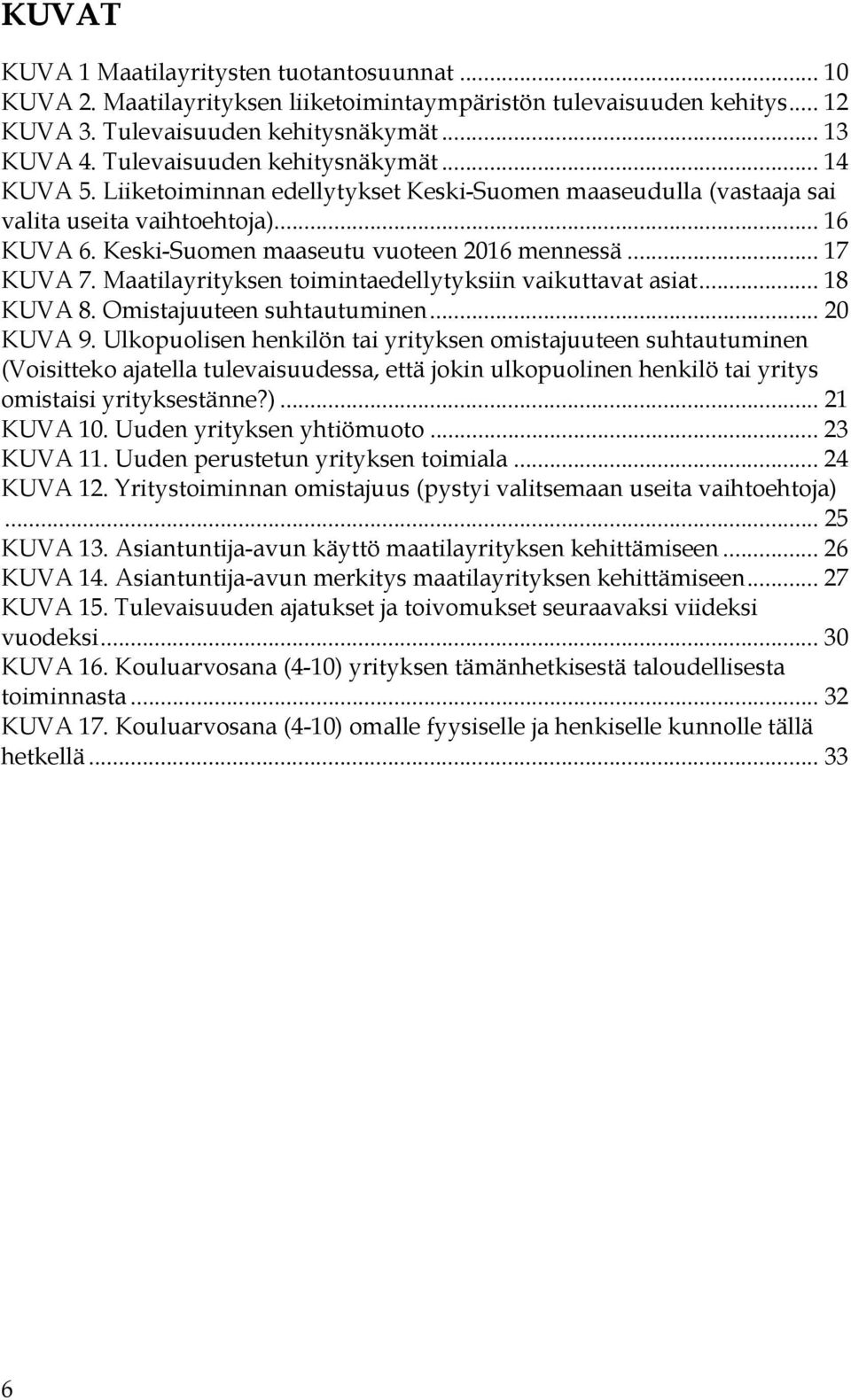 .. 17 KUVA 7. Maatilayrityksen toimintaedellytyksiin vaikuttavat asiat... 18 KUVA 8. Omistajuuteen suhtautuminen... 20 KUVA.