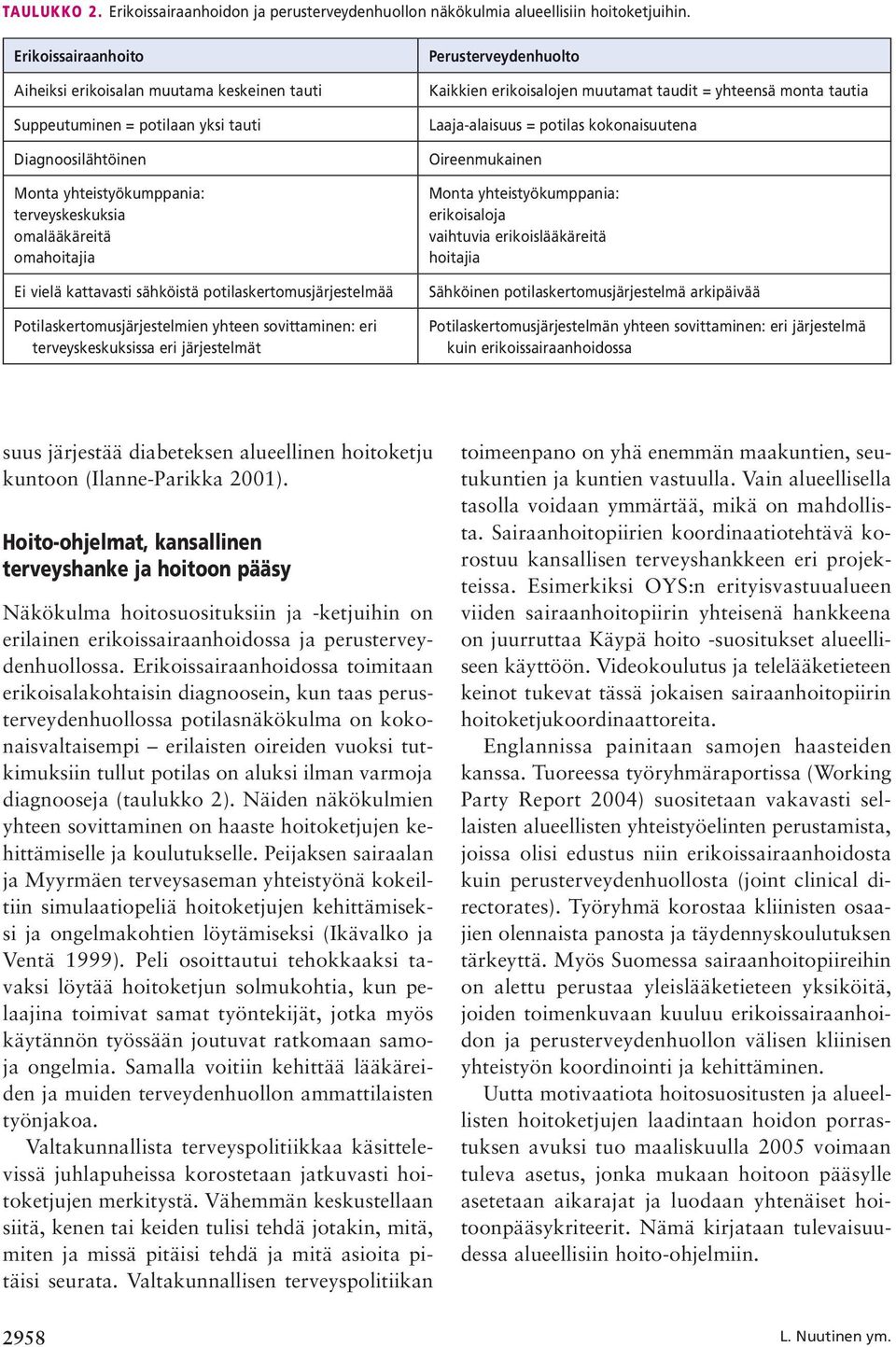 kattavasti sähköistä potilaskertomusjärjestelmää Potilaskertomusjärjestelmien yhteen sovittaminen: eri terveyskeskuksissa eri järjestelmät Perusterveydenhuolto Kaikkien erikoisalojen muutamat taudit