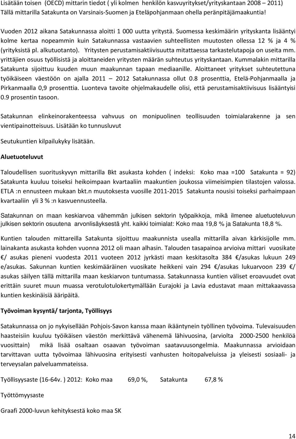 Suomessa keskimäärin yrityskanta lisääntyi kolme kertaa nopeammin kuin Satakunnassa vastaavien suhteellisten muutosten ollessa 12 % ja 4 % (yrityksistä pl. alkutuotanto).