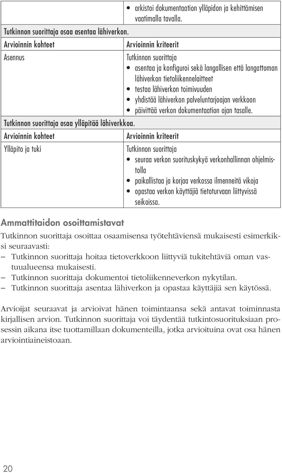 dokumentaation ajan tasalle. osaa ylläpitää lähiverkkoa.