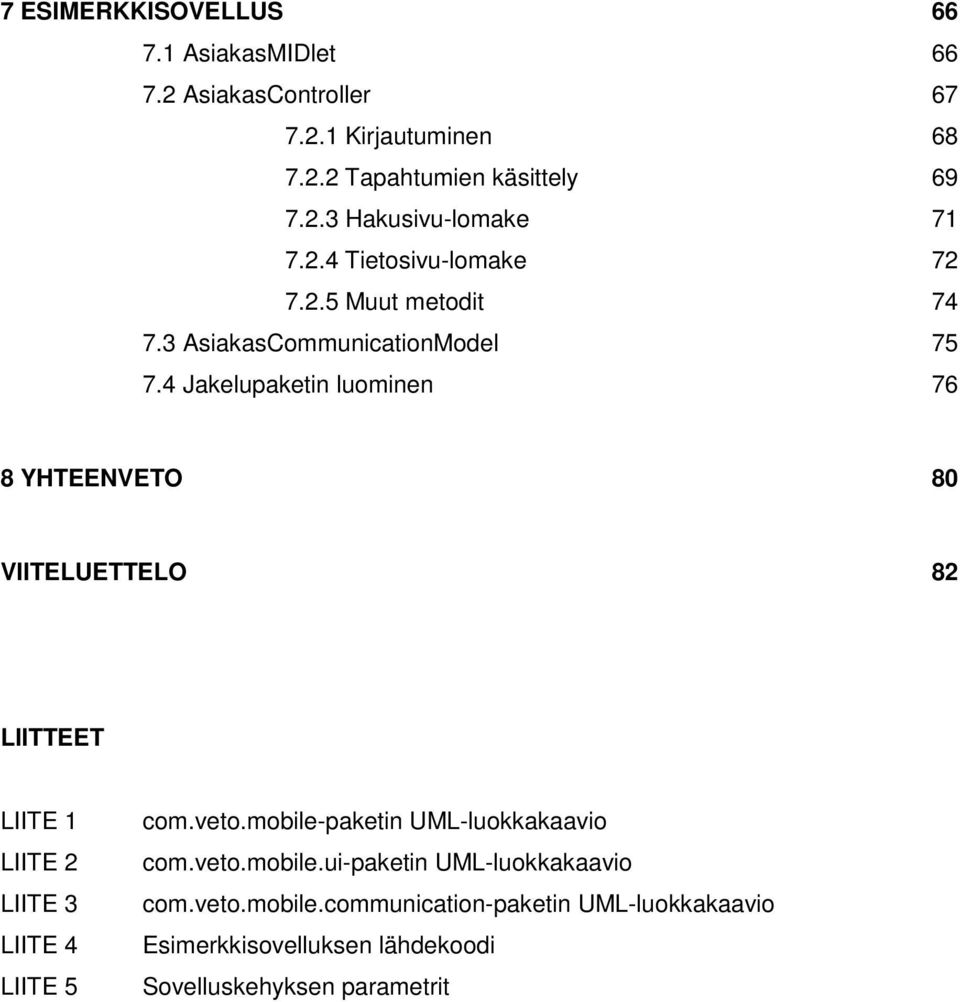 4 Jakelupaketin luominen 76 8 YHTEENVETO 80 VIITELUETTELO 82 LIITTEET LIITE 1 LIITE 2 LIITE 3 LIITE 4 LIITE 5 com.veto.