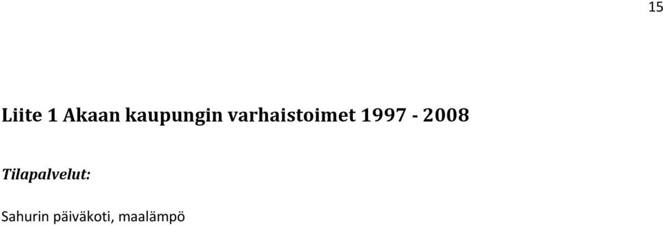 varhaistoimet 1997