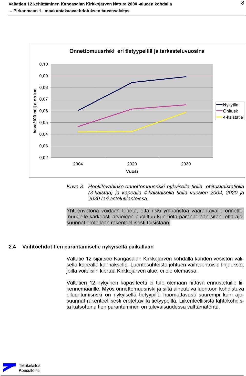4 Vaihtoehdot tien parantamiselle nykyisellä paikallaan Valtatie 12 sijaitsee Kangasalan Kirkkojärven kohdalla kahden vesistön välisellä kapealla kannaksella.