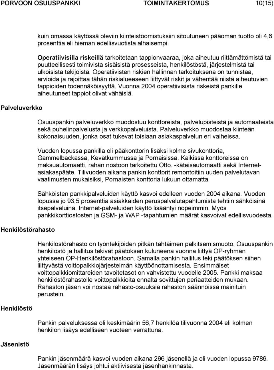 Operatiivisilla riskeillä tarkoitetaan tappionvaaraa, joka aiheutuu riittämättömistä tai puutteellisesti toimivista sisäisistä prosesseista, henkilöstöstä, järjestelmistä tai ulkoisista tekijöistä.