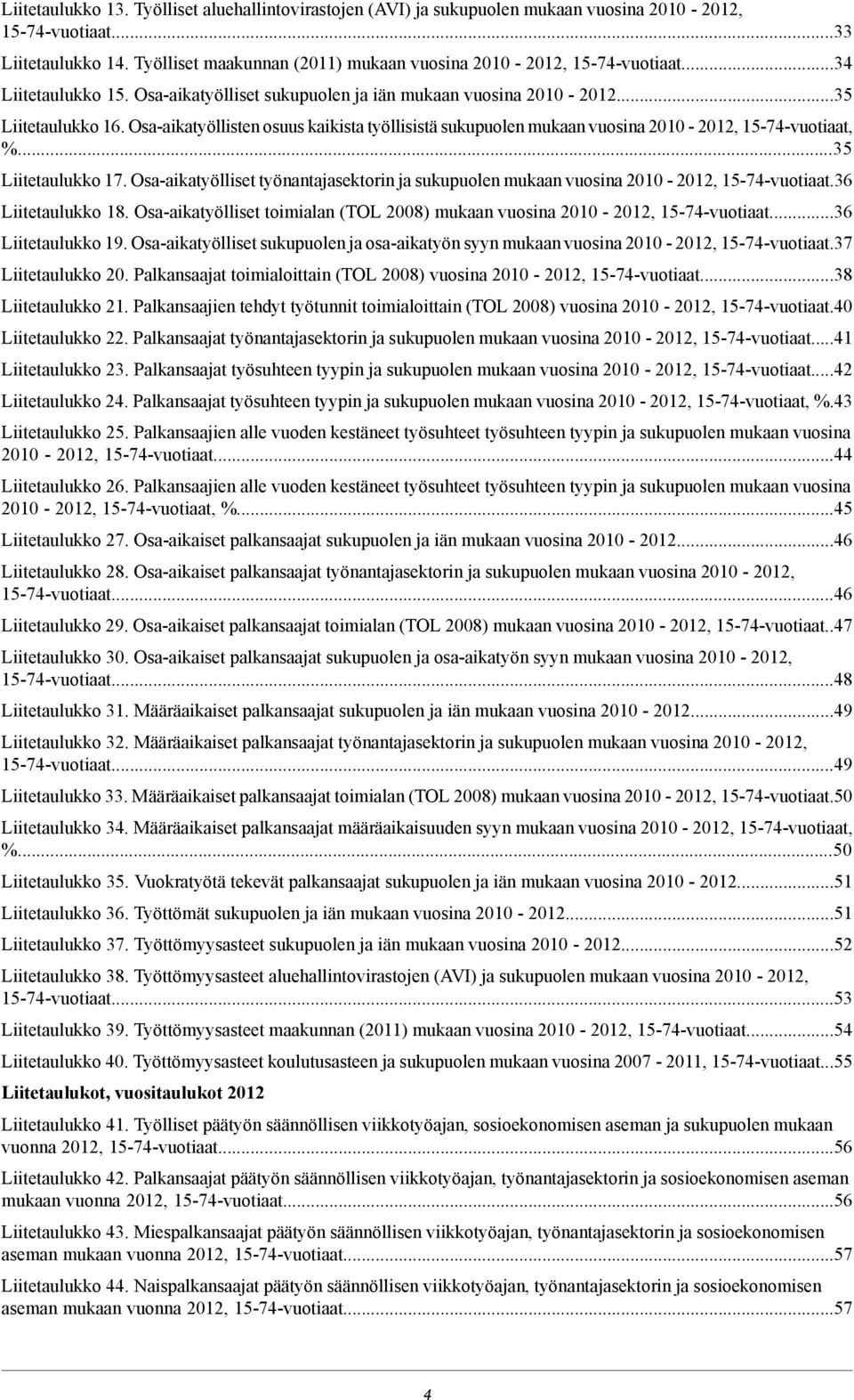 työnantajasektorin ja sukupuolen mukaan vuosina 2-22, --vuotiaat Liitetaulukko Osa-aikatyölliset toimialan (TOL 2) mukaan vuosina 2-22, --vuotiaat Liitetaulukko 9 Osa-aikatyölliset sukupuolen ja