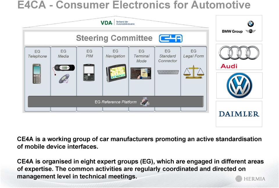 CE4A is organised in eight expert groups (EG), which are engaged in different areas of