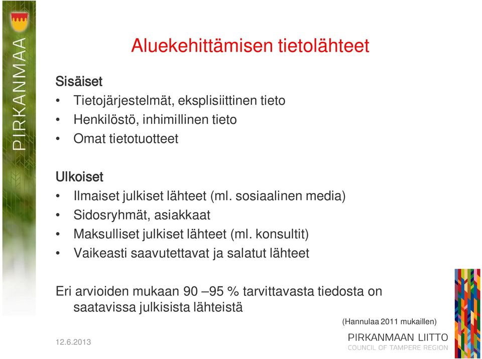 sosiaalinen media) Sidosryhmät, asiakkaat Maksulliset julkiset lähteet (ml.